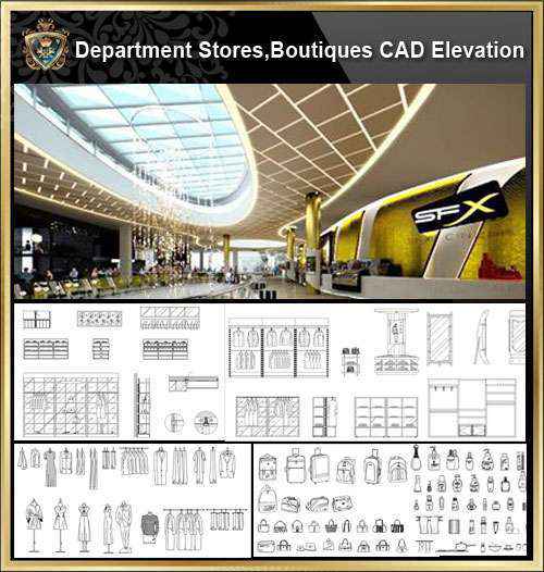 ★【Shopping Centers,Store CAD Design Elevation,Details Elevation Bundle】V.3@Shopping centers, department stores, boutiques, clothing stores, women's wear, men's wear, store design-Autocad Blocks,Drawings,CAD Details,Elevation