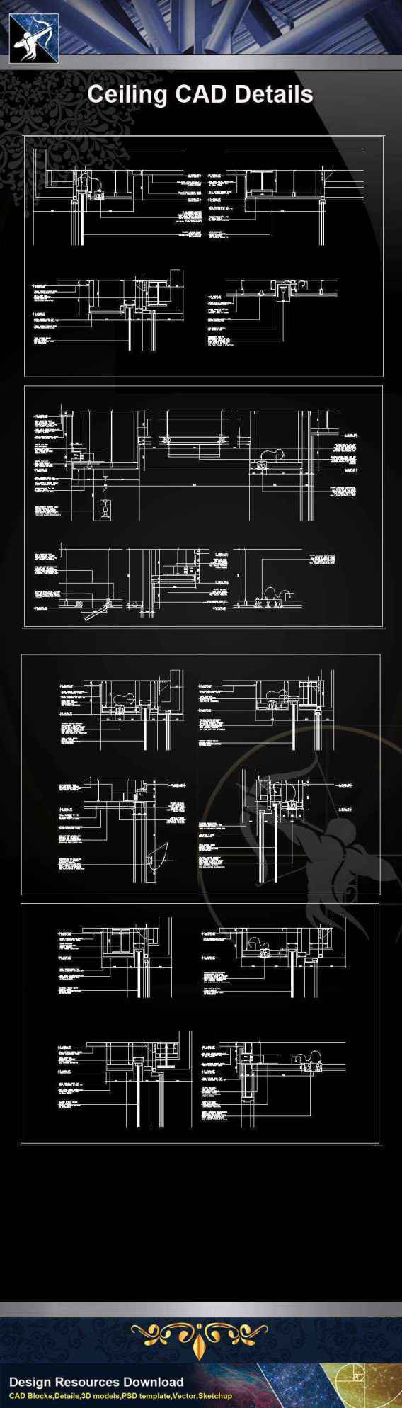 【Architecture CAD Details Collections】Ceiling Design CAD Details V.2