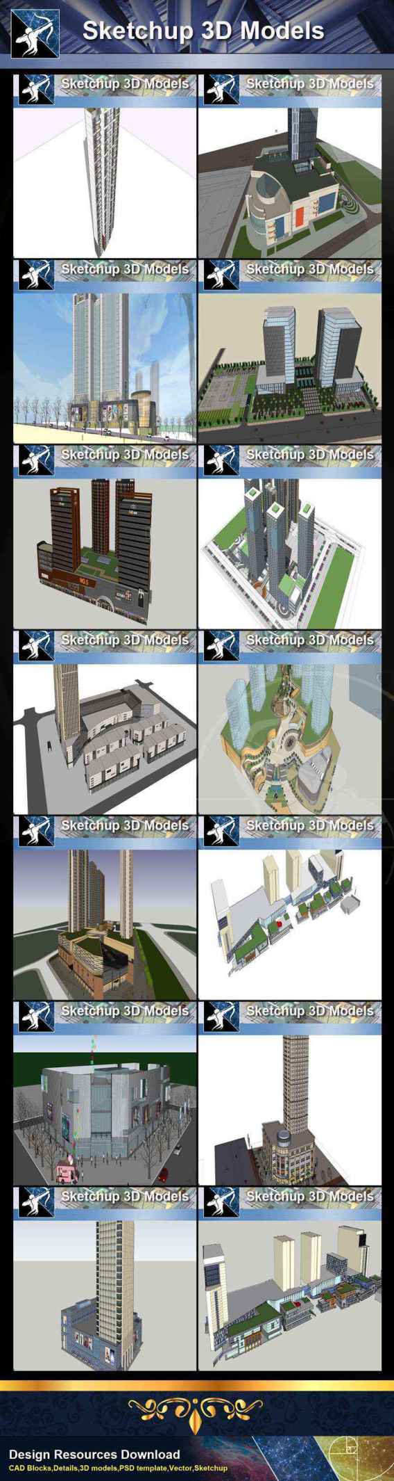 ★Total 98 Types of Commercial,Residential Building Sketchup 3D Models Collection(Best Recommanded!!)