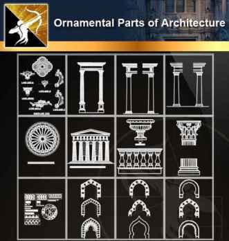 ★【Ornamental Parts of Architecture -Decoration Element CAD Blocks V.2】@Autocad Decoration Blocks,Drawings,CAD Details,Elevation