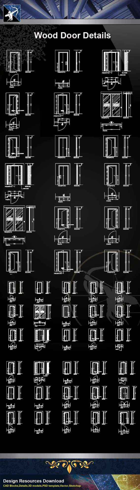 【Architecture CAD Details Collections】Door Details,Main Gate CAD Details