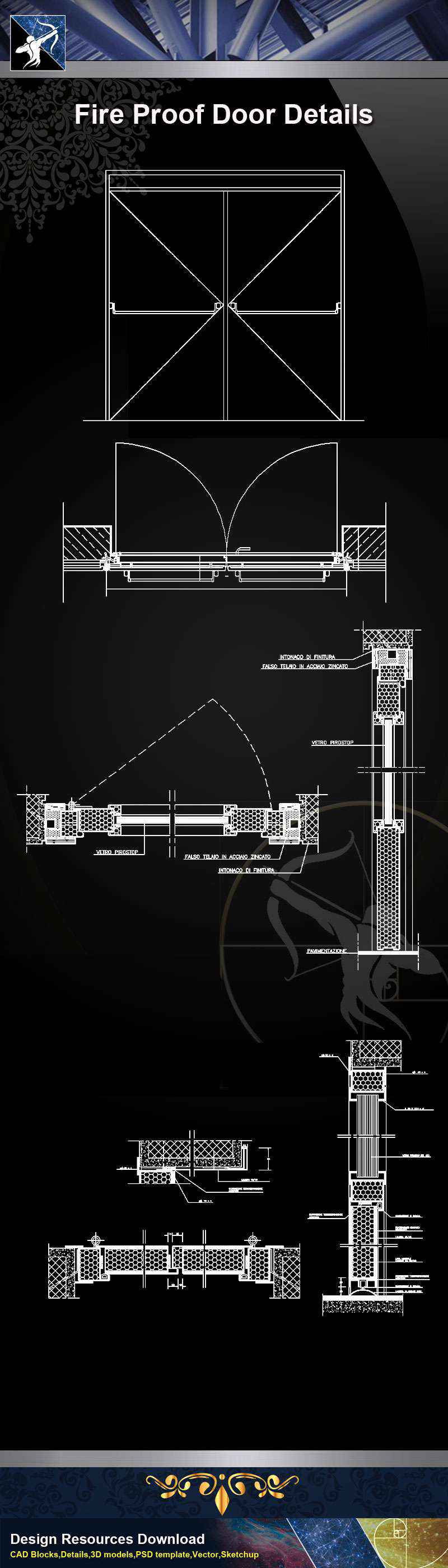 【Architecture CAD Details Collections】Fire Proof Door CAD Details