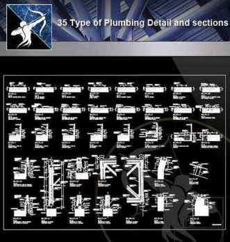 【Architecture CAD Details Collections】35 Types of Plumbing CAD Details and sections