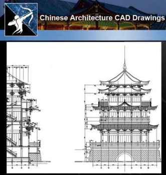 ★【Chinese Architecture CAD Drawings】@Chinese Tower Drawings,CAD Details,Elevation