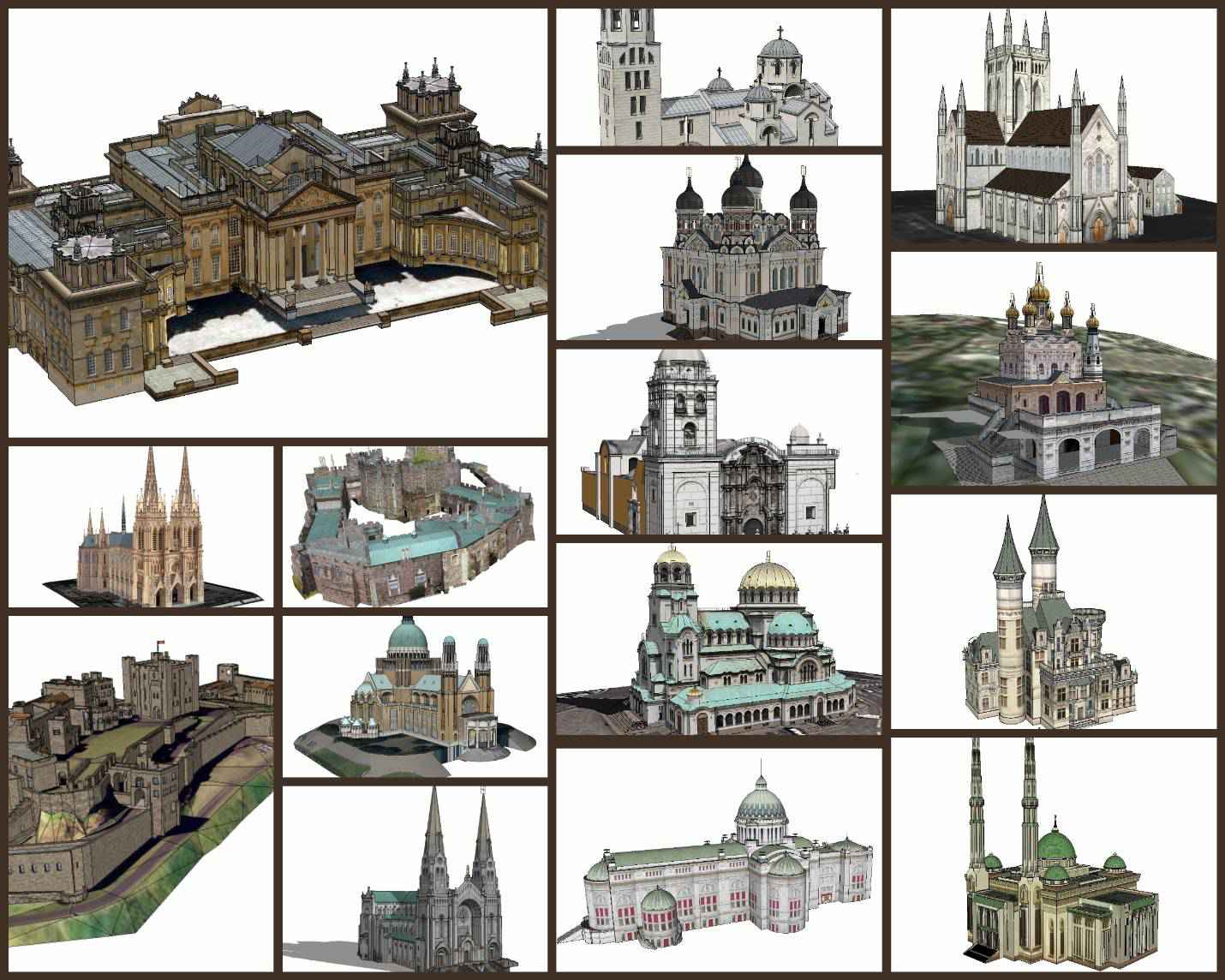 💎【Sketchup Architecture 3D Projects】15 Types of Castle Design Sketchup 3D Models V1